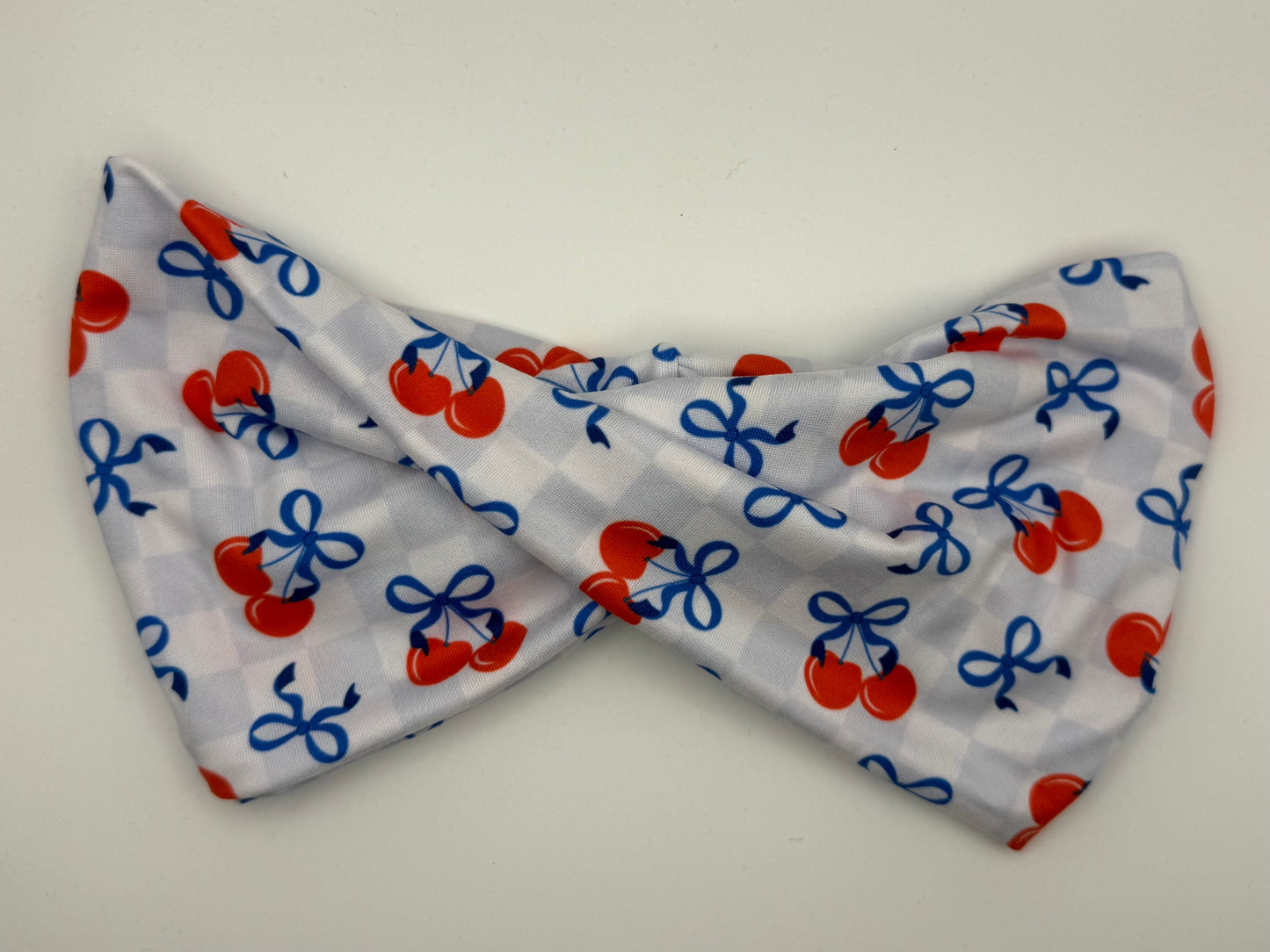 Blue checkered cherries- wide