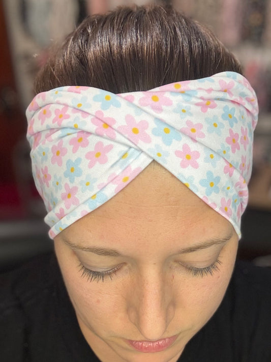 Pink and blue flowers-wide